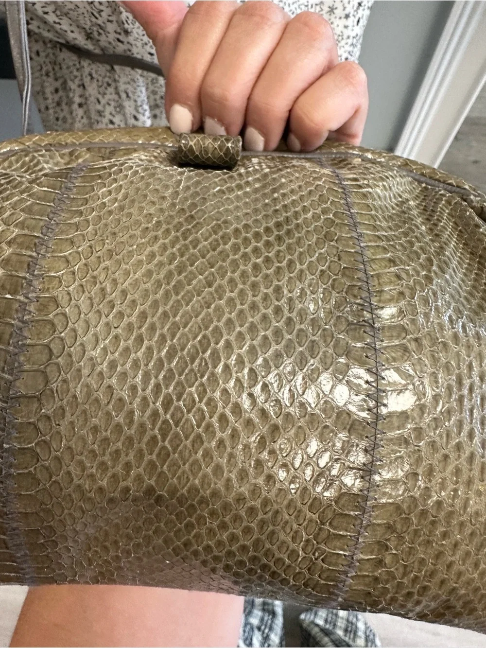 Palizzio Genuine Snakeskin Crossbody Bag Vintage Taupe Olive